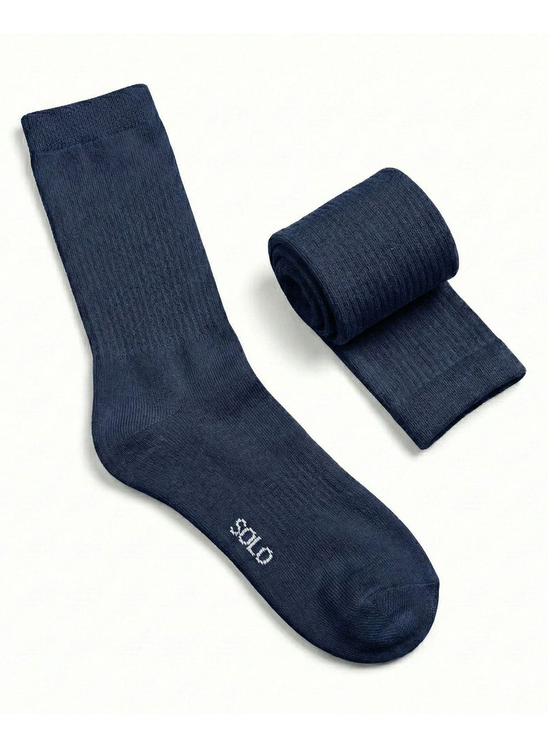 Solo Pack of 2 Cushioned Full Towel Cotton Socks - Navy - Image 2